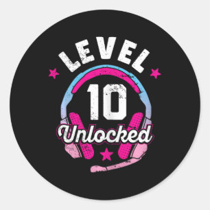 Gamer Girl Level 10 Entsperrtes Videospiel 10. Geb Runder Aufkleber