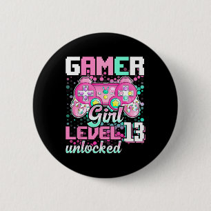 Gamer Girl Level 13 Entsperrtes Videospiel 13. Geb Button