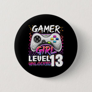 Gamer Girl Level 13 Entsperrtes Videospiel 13. Geb Button