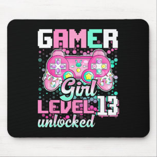Gamer Girl Level 13 Entsperrtes Videospiel 13. Geb Mousepad