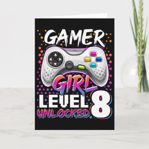 Gamer Girl Level 8 Entsperrtes Videospiel 8. Gebur Karte