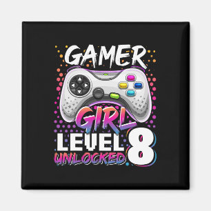 Gamer Girl Level 8 Entsperrtes Videospiel 8. Gebur Magnet