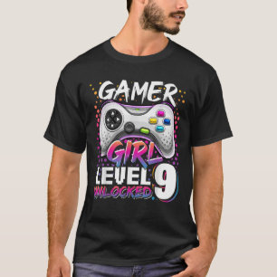 Gamer Girl Level 9 Unlock Video Game 9. Geburtstag T-Shirt