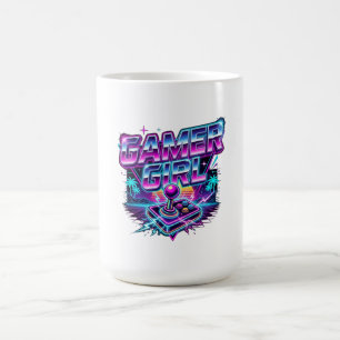 Gamer Girl Neon-Arcade-Joystick-Sonnenuntergang Kaffeetasse
