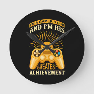 Gamer Girl Runde Wanduhr