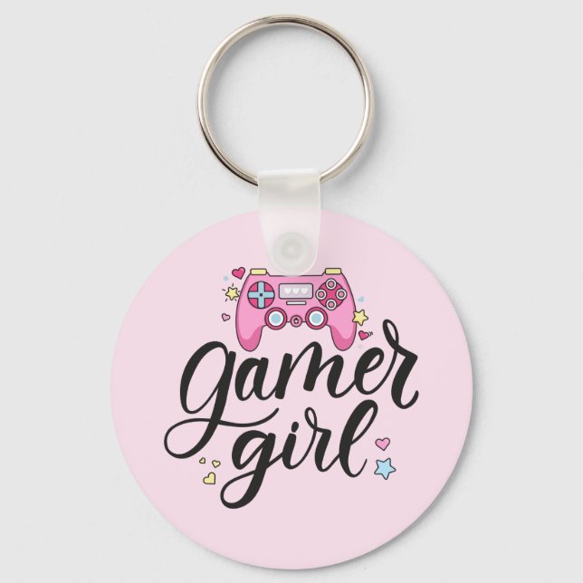 Gamer Girl Schlüsselanhänger (Vorderseite)
