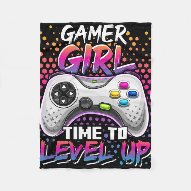 Gamer Girl Time to Level Up Video Game Birthday Gi Fleecedecke (Vorderseite)