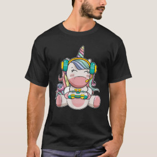 Gamer Girl Unicorn Gaming Niedliches Videospiel Fr T-Shirt