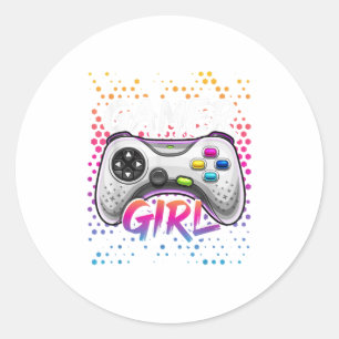 Gamer Girl Video Game Controller Gaming Runder Aufkleber