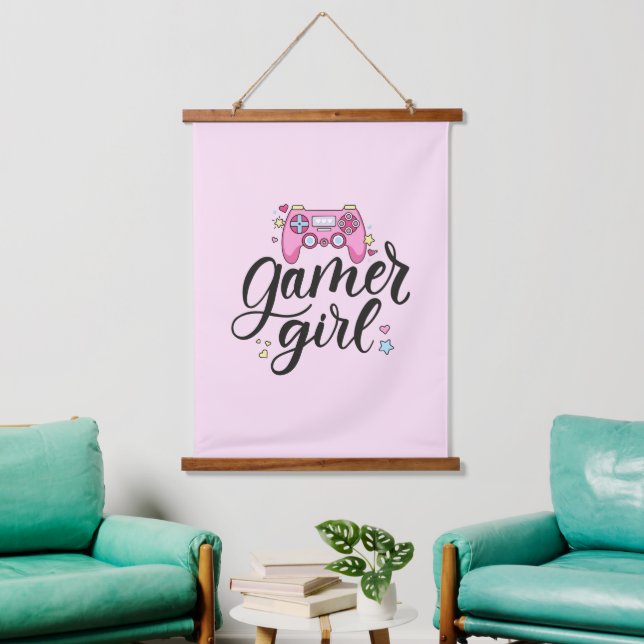 Gamer Girl Wandteppich Mit Holzrahmen (Wohnzimmer)