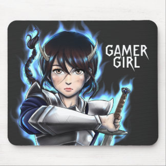 Gamer Girl Warrior Spirit Sword Mousepad