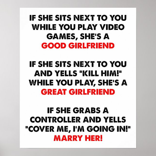 Gamer Girlfriend Funny Poster (Vorne)