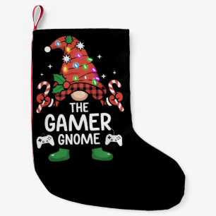 Gamer-Gnom-Buffalo-Kariert-Passende-Familien-Weihn Kleiner Weihnachtsstrumpf