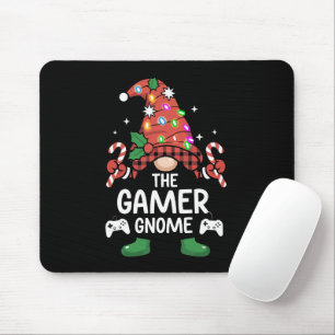 Gamer-Gnom-Büffel-Karo-passende Familien-Weihnacht Mousepad