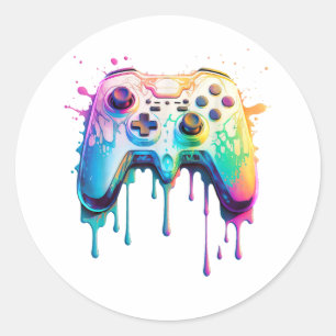Gamer Graphic Video Game - farbenfrohe Video Game Runder Aufkleber