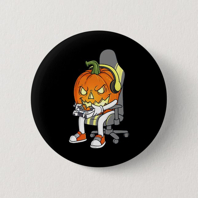 Gamer Halloween Jackolantern Beängstigend Gaming B Button (Vorderseite)