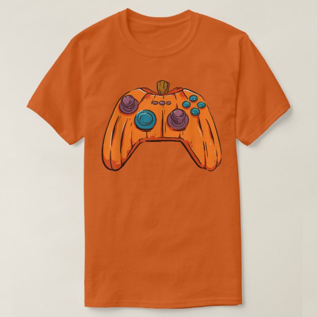 Gamer Halloween Kürbislaterne Controller Pumpkin T-Shirt (Design vorne)