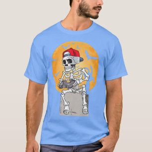 Gamer Halloween Outfit Skeleton Gaming Pumpkin Boy T-Shirt