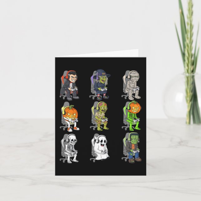 Gamer Halloween Skeleton Vampire Gaming Mummy Boys Karte (Vorderseite)