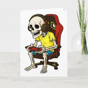 Gamer Halloween-Skelett Grusel Gaming-Videospiel B Karte