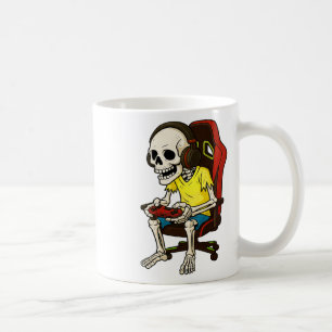 Gamer Halloween-Skelett Gruseliger Gaming-Videospi Kaffeetasse
