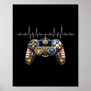 Gamer Heartbeat Design - Gaming Controller Ecg Lin Poster