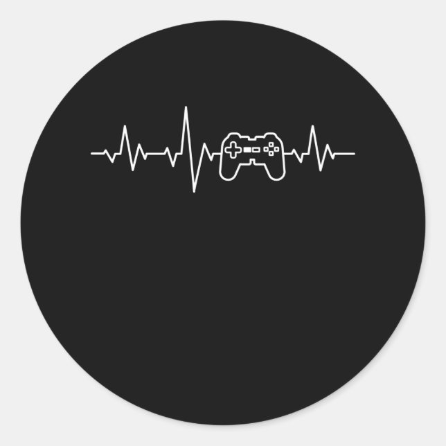 GAMER HEARTBEAT Funny Gamer Gaming Video Gamer Runder Aufkleber (Vorderseite)