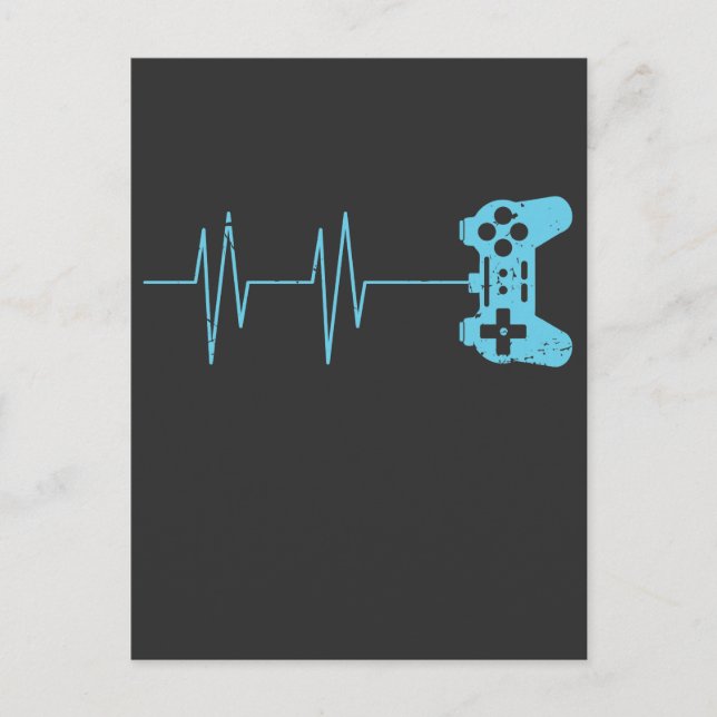 Gamer Heartbeat T - Shirt Video Game Lover Geschen Postkarte (Vorderseite)