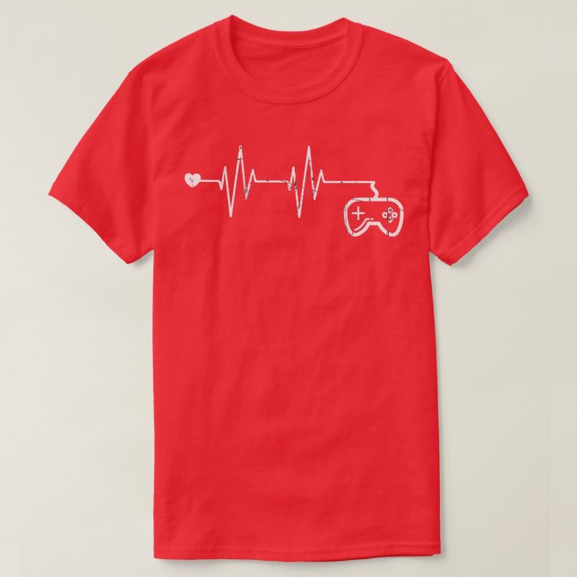 Gamer Heartbeat TShirt Video Game Lover Geschenk1 (Design vorne)