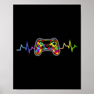 Gamer Heartbeat Video Games Boys Teens Jungs Kinde Poster