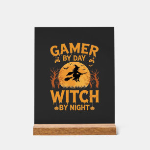 Gamer-Hexe Halloween-Gaming-Design Acrylschild