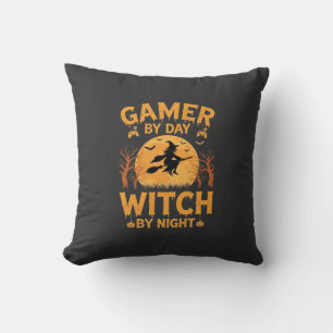 Gamer-Hexe Halloween-Gaming-Design Kissen