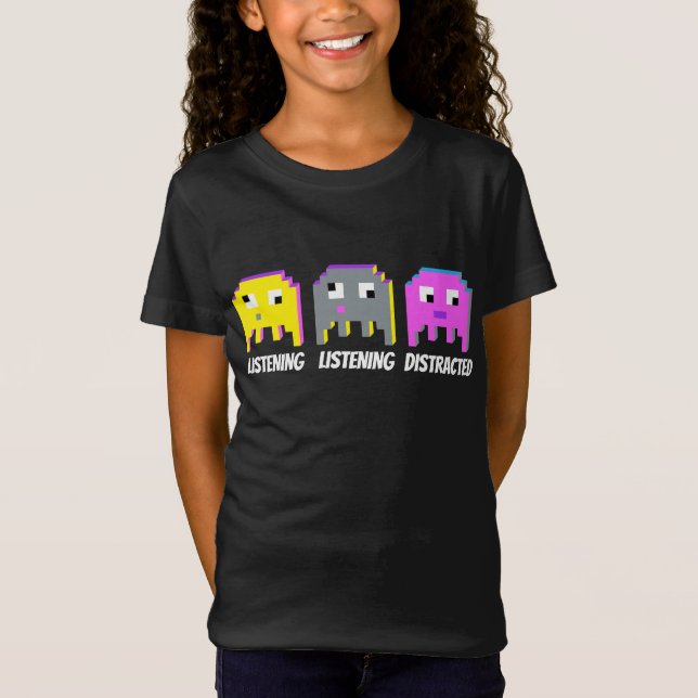 Gamer hören abgelenkten Girl-T - Shirt zu (Vorderseite)