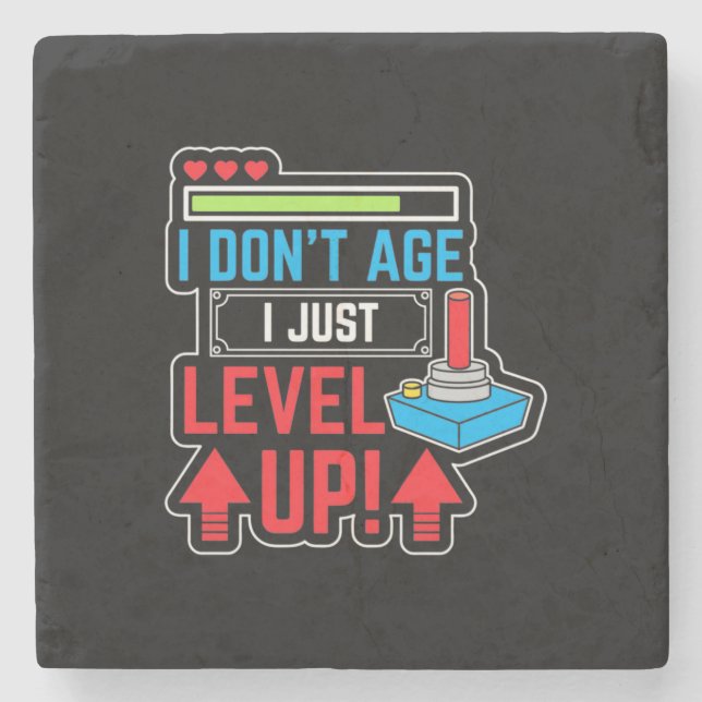 Gamer I Level Up Steinuntersetzer (Vorderseite)