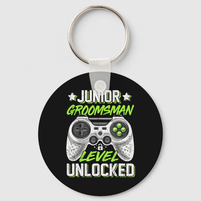 Gamer Junior Trauzeuge Level Unlock Video Gaming Schlüsselanhänger (Vorderseite)