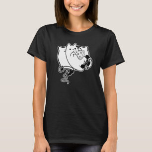 Gamer-Katz-Mädchen-Junge lädt Pizza-Headset und -P T-Shirt