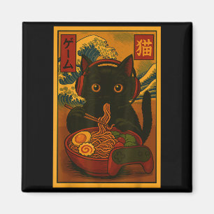Gamer-Katze isst Ramen auf japanische Art Magnet