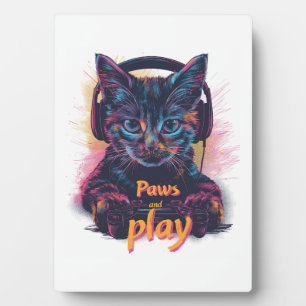 Gamer Katze Level Up Fotoplatte