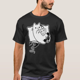Gamer-Katze-Mädchen-Junge-Ladevorgang-Pizza-Headse T-Shirt