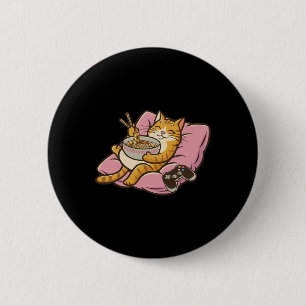 Gamer-Katze Ramen Kawaii Gaming Japanische Frauen Button