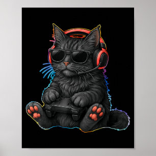 Gamer Katze Videospiele Jungen Teenager Männer Mäd Poster