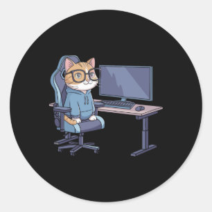Gamer-Katzen-Squad lustiges Meme 1 Runder Aufkleber
