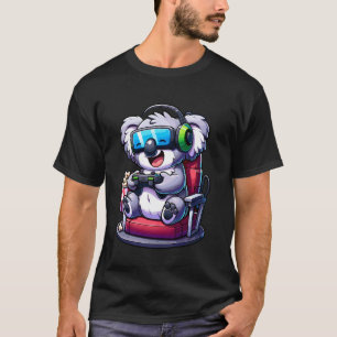 Gamer Koala Popcorn Gaming Chair Headphones Games T-Shirt