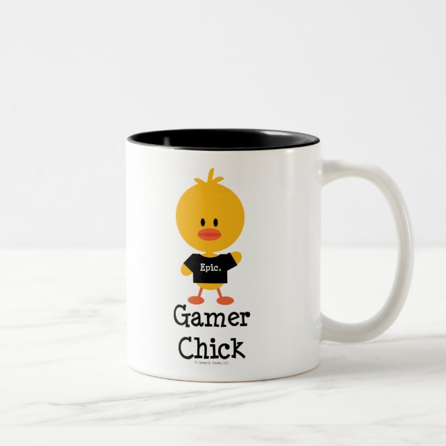 Gamer-Küken-Tasse Zweifarbige Tasse (Rechts)