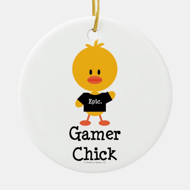 Gamer-Küken-Verzierung Keramikornament (Vorne)