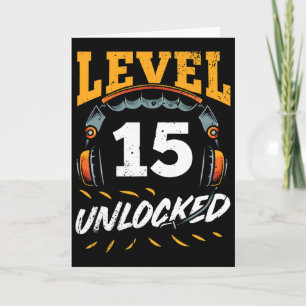 Gamer Level 15 Entsperrtes Videospiel Fan 15. Gebu Karte