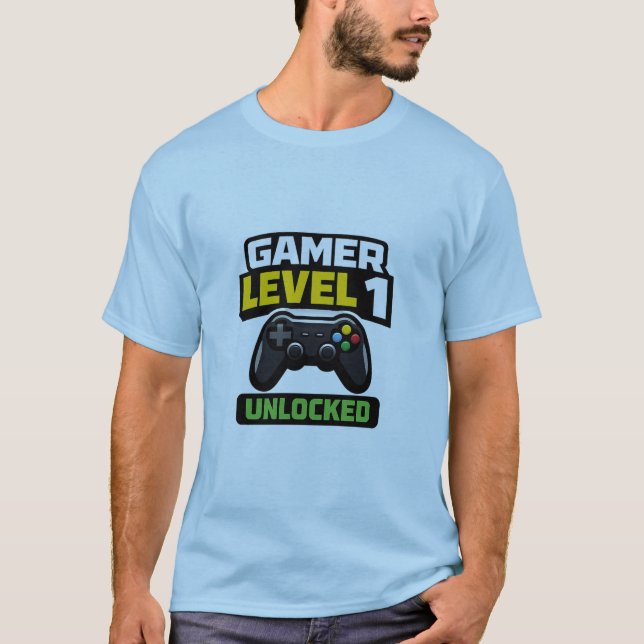 Gamer Level 1 Unlocked Beginner Controller Funny T-Shirt (Vorderseite)