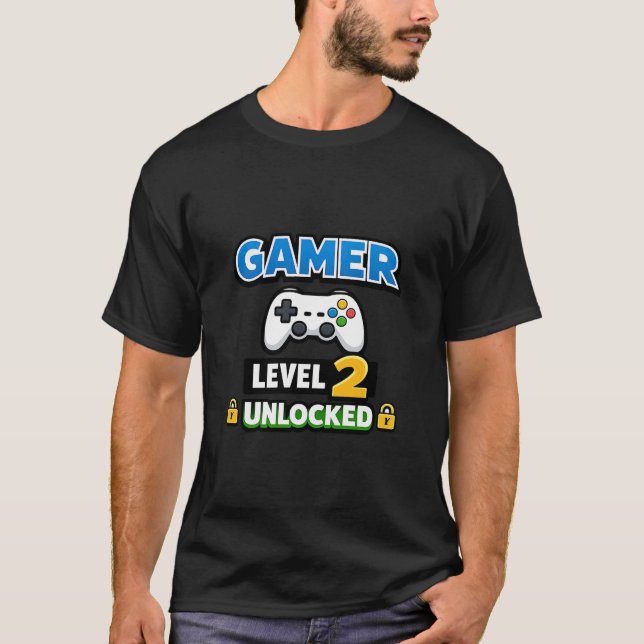 Gamer Level 2 Unlocked Beginner Controller Funny  T-Shirt (Vorderseite)