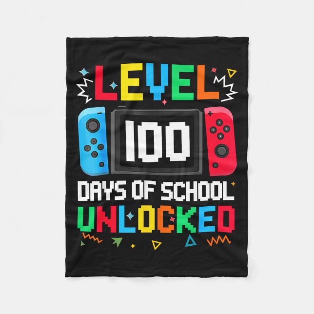 Gamer Level Unlocked 100 Days Of School Student Bo Fleecedecke (Vorderseite)