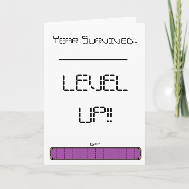 Gamer Level Up Birthday Card Karte (Vorderseite)
